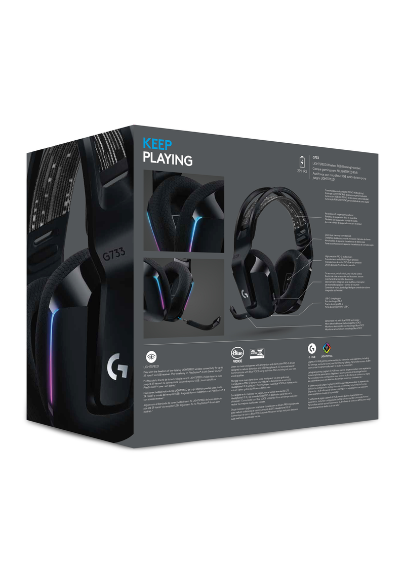 AUDIFONO LOGITECH G733 | INALAMBRICO | RGB | NEGRO