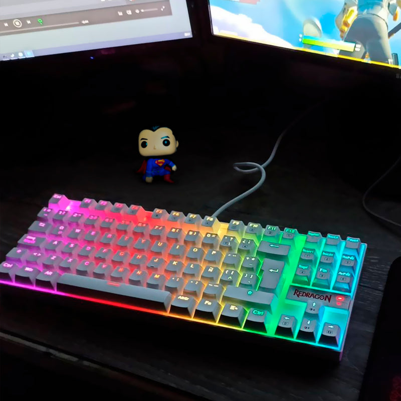 TECLADO REDRAGON KUMARA K552 | MECANICO | SW-BLUE | RGB | BLANCO