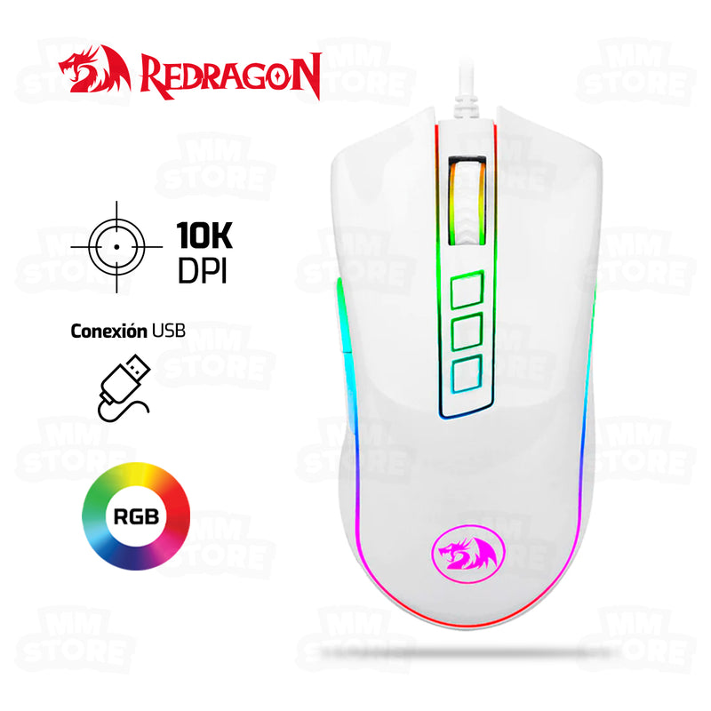 MOUSE REDRAGON COBRA CHROMA M711 | 10,000 DPI | RGB | BLANCO