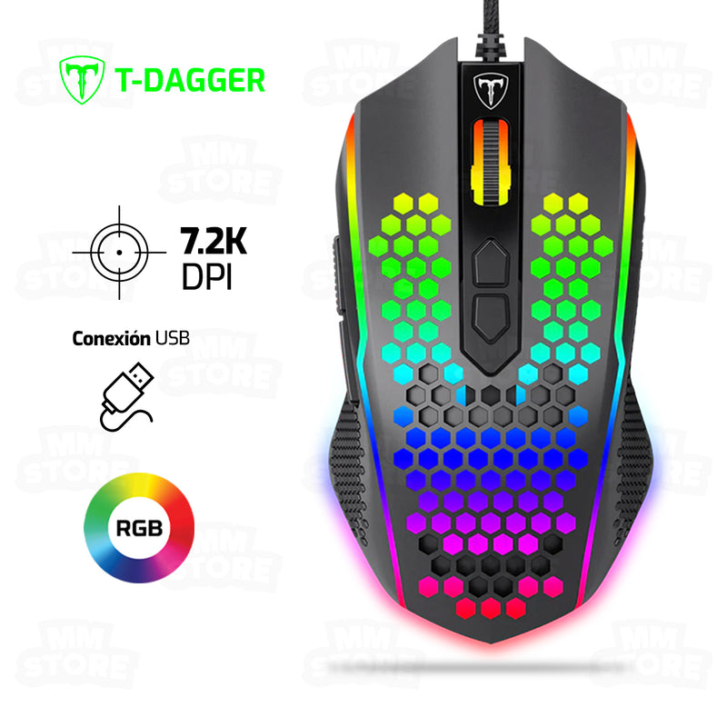 MOUSE T-DAGGER IMPERIAL T-TGM310RGB | 7200DPI | RGB | NEGRO