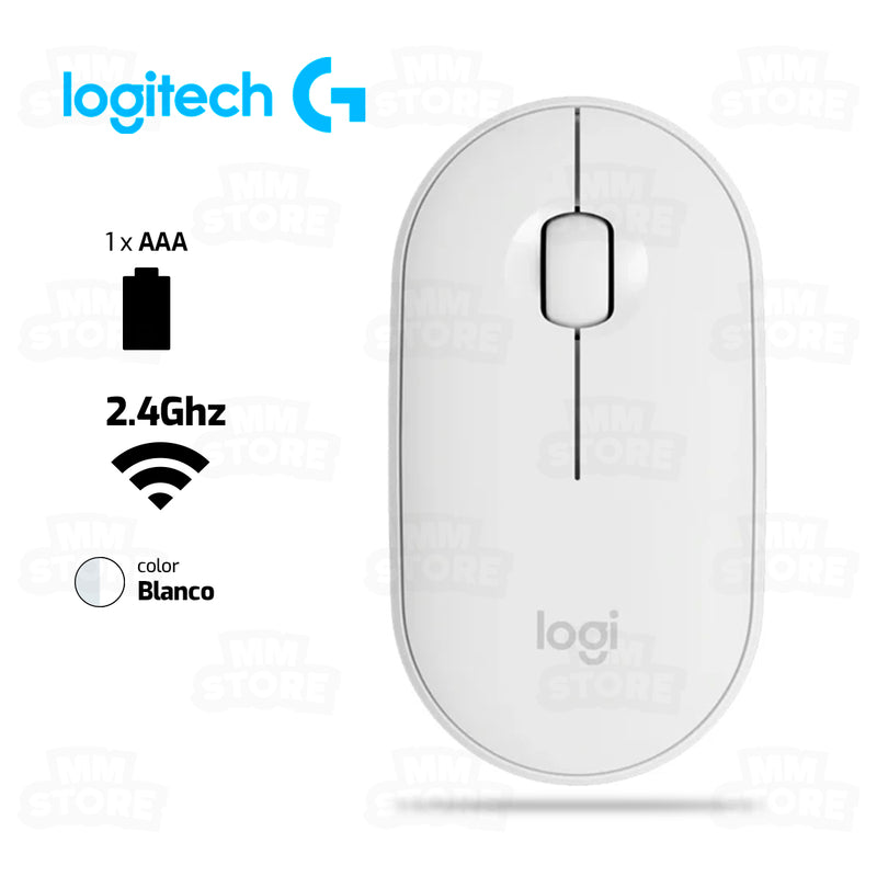 MOUSE LOGITECH M350 PEBBLE | BLUETOOTH - INALÁMBRICO | 1,000 DPI | BLANCO