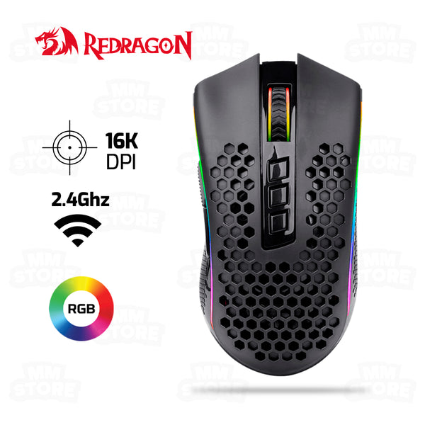 MOUSE REDRAGON STORM PRO M808-KS | INALAMBRICO | 16,000 DPI | RGB | NEGRO