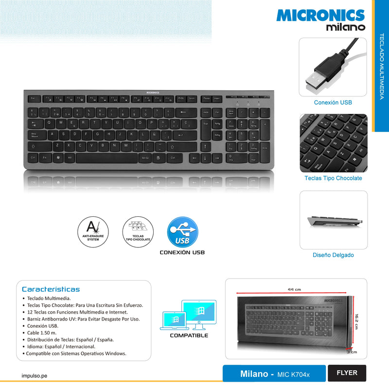 TECLADO MICRONICS MILANO MIC K704X | MEMBRANA