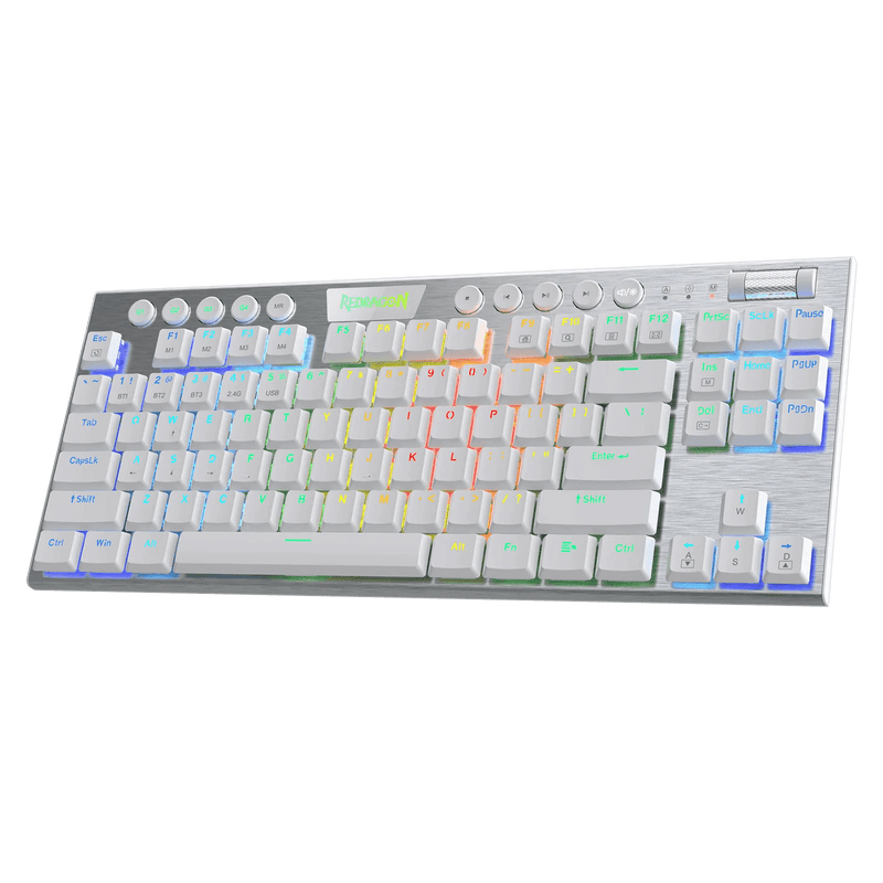 TECLADO REDRAGON HORUS TKL K621 | INALAMBRICO | MECANICO | LOW PROFILE | SW-RED | RGB | BLANCO