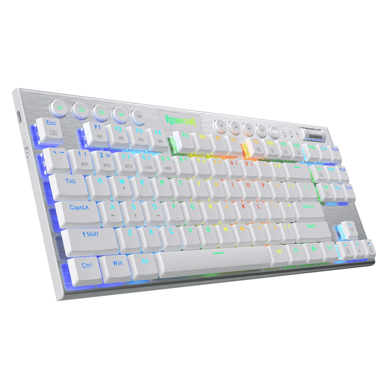 TECLADO REDRAGON HORUS TKL K621 | INALAMBRICO | MECANICO | LOW PROFILE | SW-RED | RGB | BLANCO