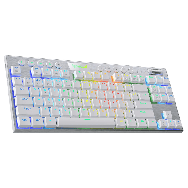 TECLADO REDRAGON HORUS TKL K621 | INALAMBRICO | MECANICO | LOW PROFILE | SW-RED | RGB | BLANCO