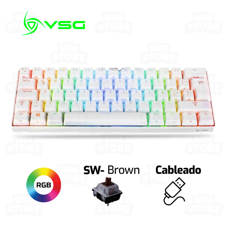 TECLADO VSG MINTAKA | MECANICO | SW-BROWN | RGB | BLANCO